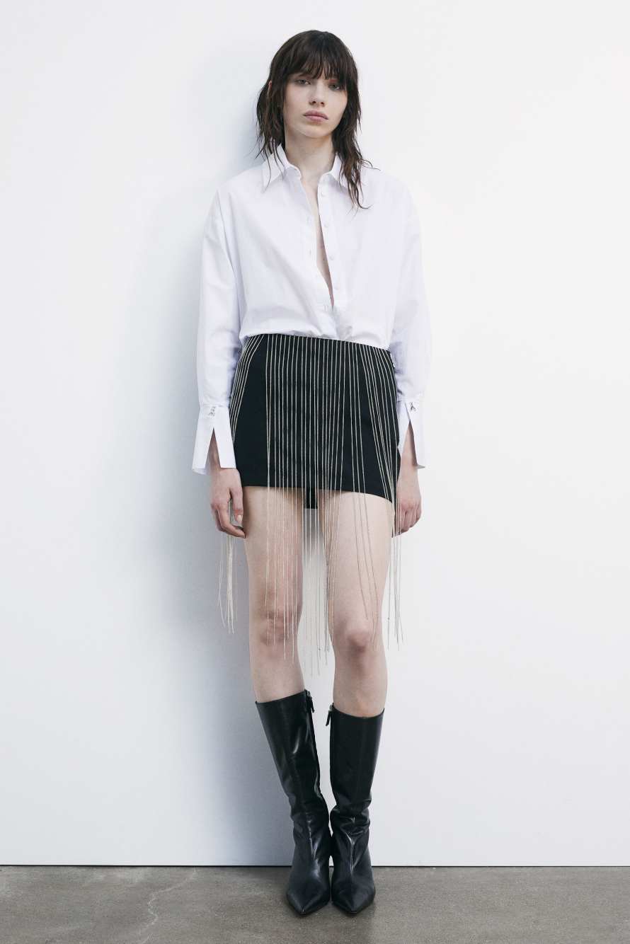 Mini skirt with micro chains, Black, Patrizia Pepe