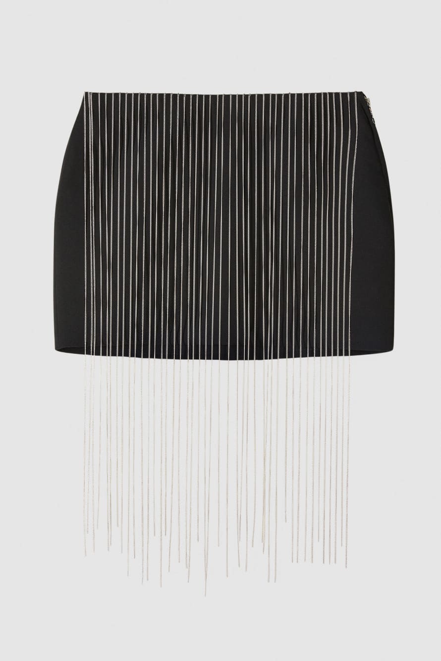 Mini skirt with micro chains, Black, Patrizia Pepe