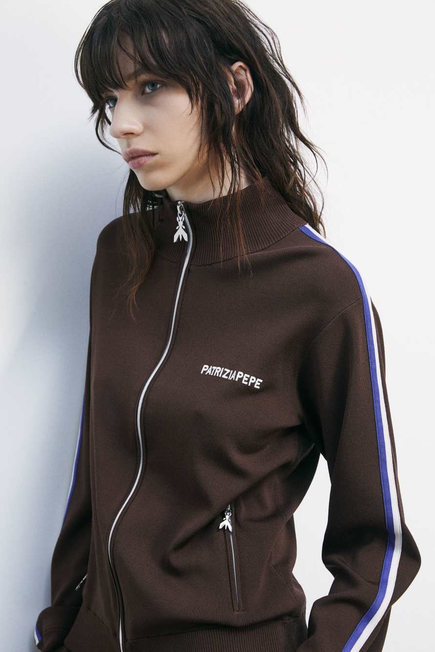 High-neck knit sweatshirt, Brown, Patrizia Pepe