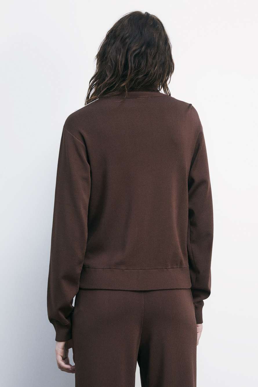High-neck knit sweatshirt, Brown, Patrizia Pepe