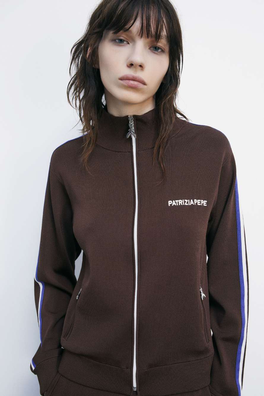 High-neck knit sweatshirt, Brown, Patrizia Pepe