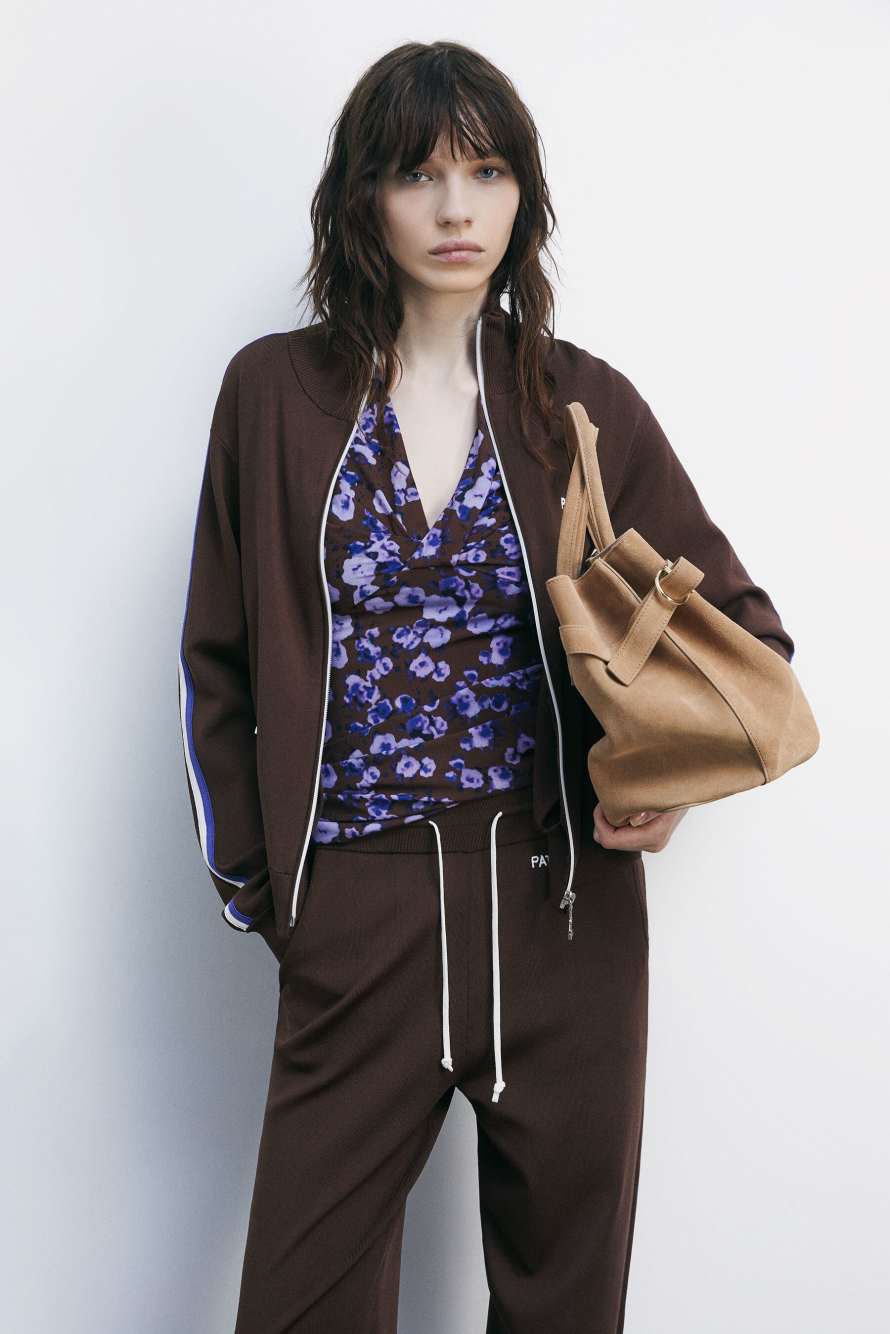 High-neck knit sweatshirt, Brown, Patrizia Pepe