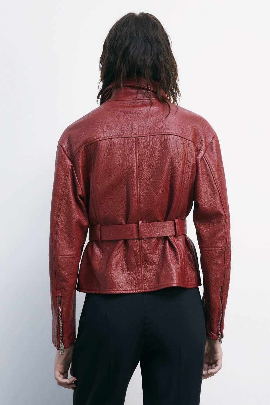 Oversize косуха из кожи, Красный, Patrizia Pepe