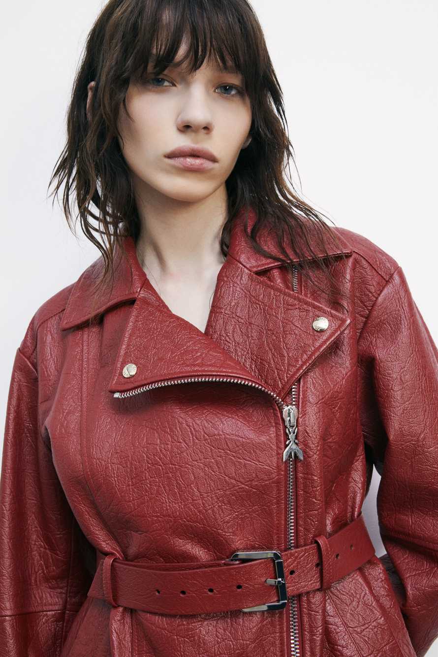 Oversize косуха из кожи, Красный, Patrizia Pepe