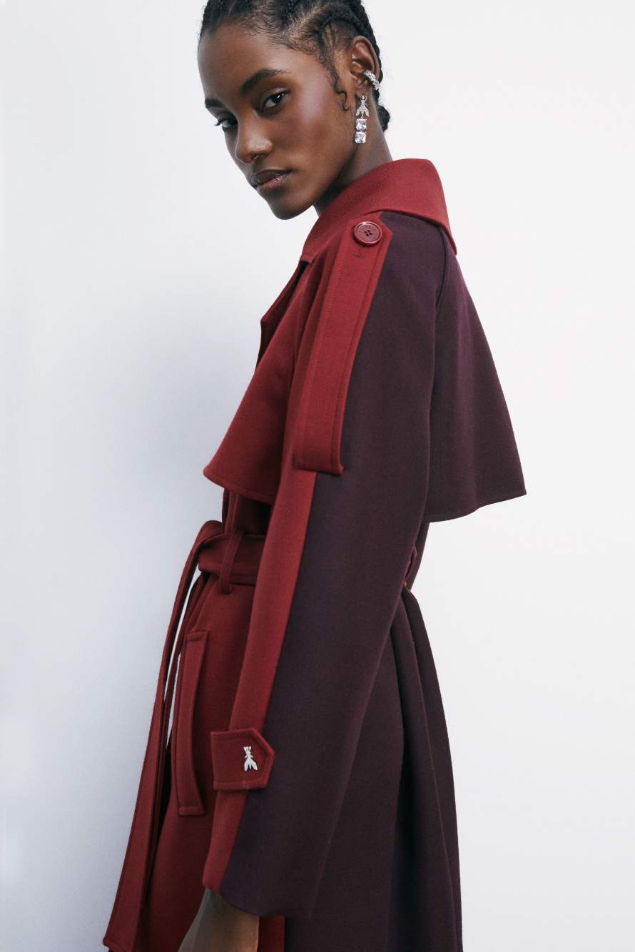 Tailored wool trench coat, Red/Purple, Patrizia Pepe