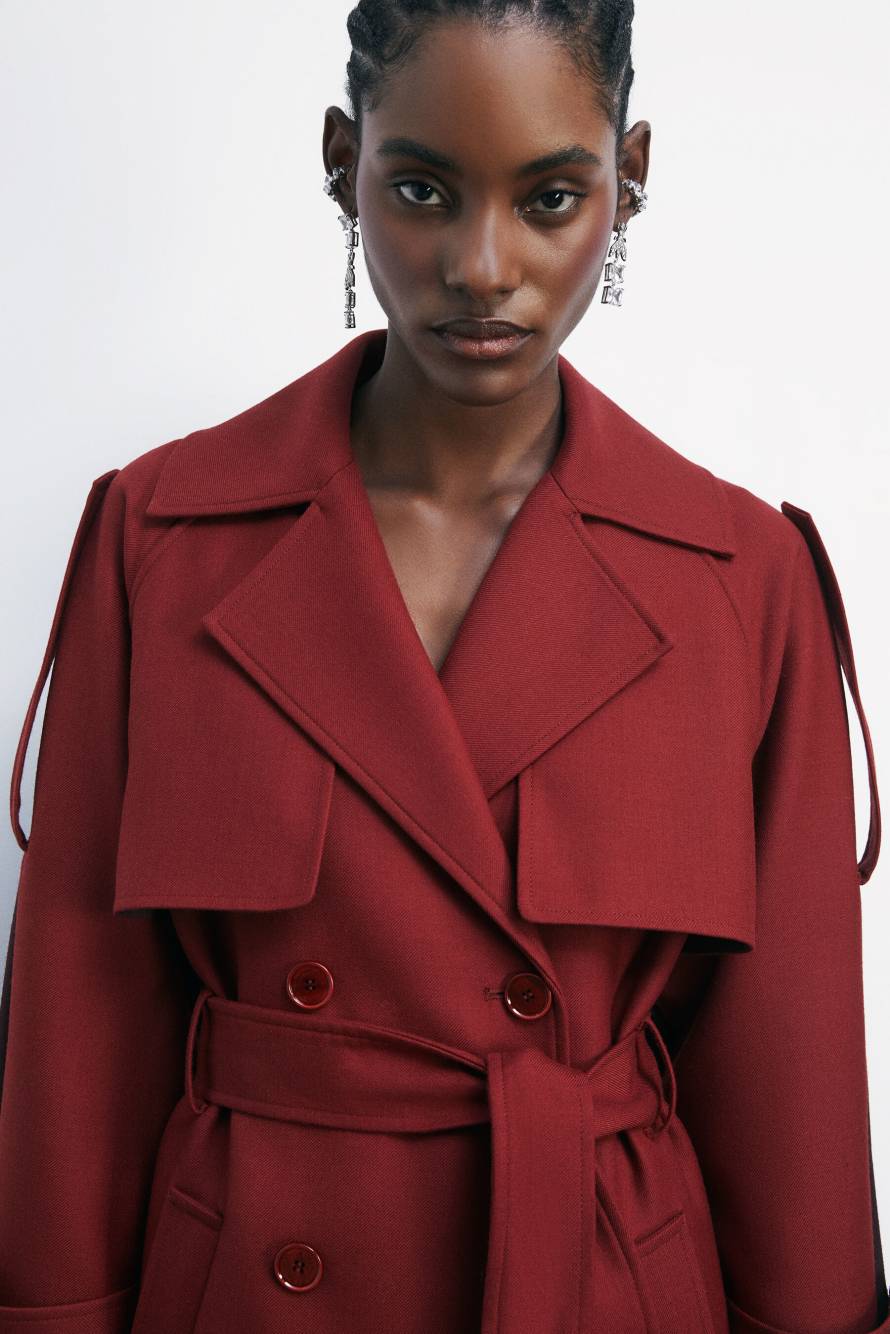 Tailored wool trench coat, Red/Purple, Patrizia Pepe