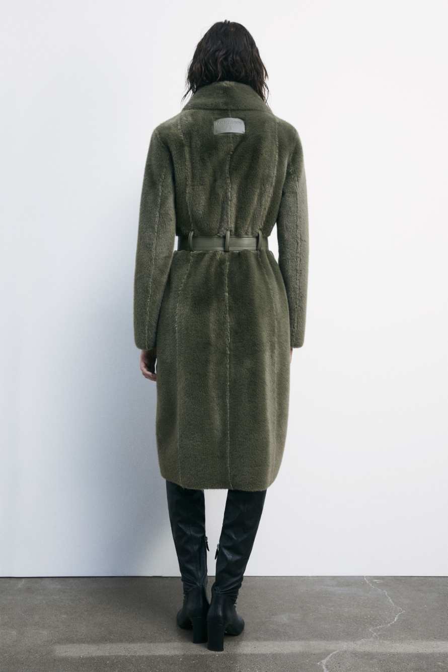 Мягкое миди-пальто с блестящими деталями, зелёный, Patrizia Pepe