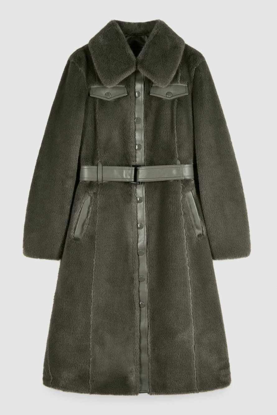 Мягкое миди-пальто с блестящими деталями, зелёный, Patrizia Pepe
