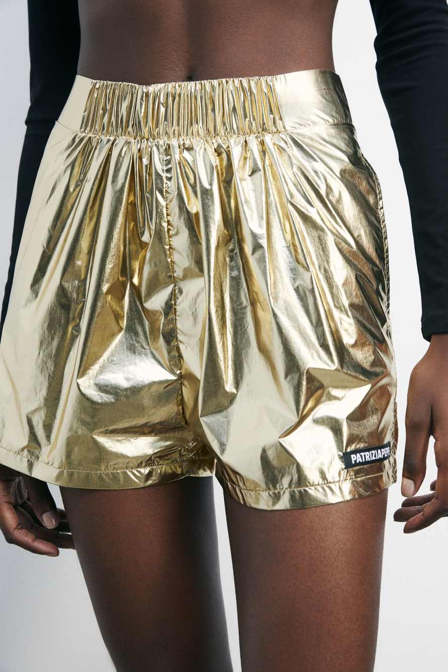 Shorts with shiny effect, Gold, Patrizia Pepe
