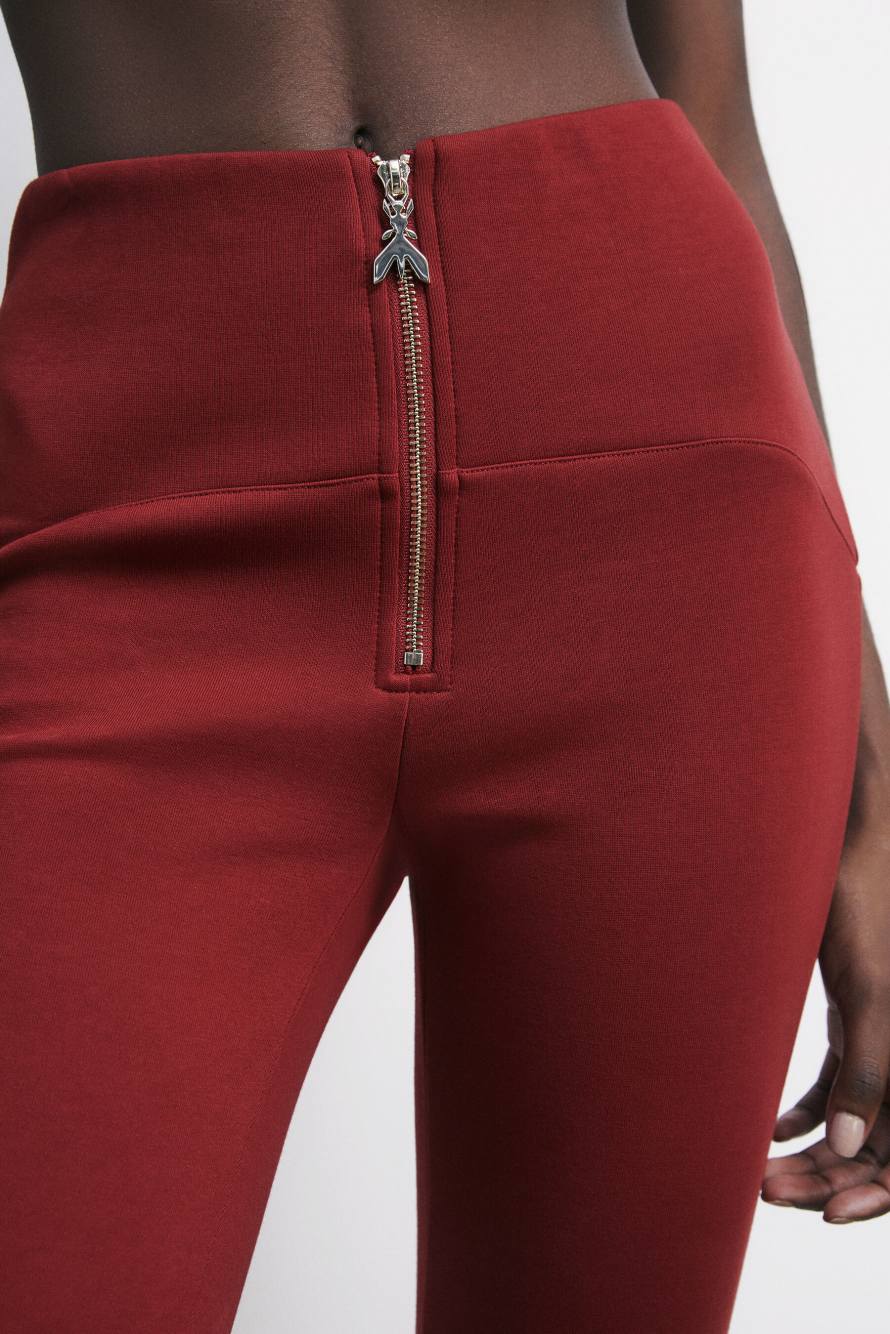 Slim-fit trousers in technical fabric, Red, Patrizia Pepe