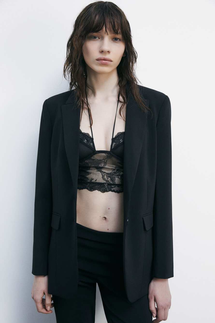 Oversized blazer in cr&ecirc;pe, Black, Patrizia Pepe