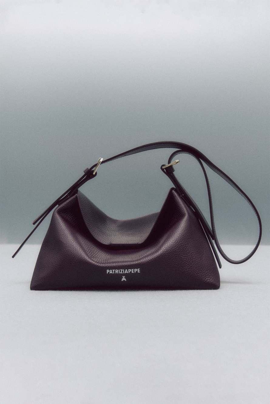 Never Complete leather shoulder bag medium, Bordeaux, Patrizia Pepe