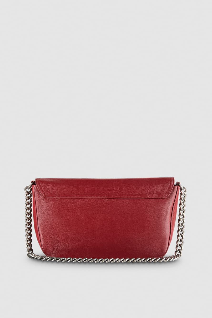 Medium &ldquo;ESSENTIAL&rdquo; Fly shoulder bag in leather with chain, Red, Patrizia Pepe