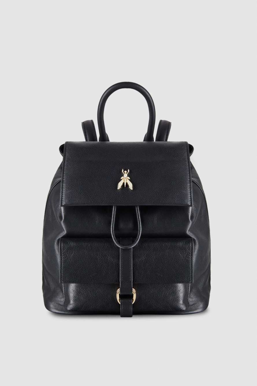 Smooth Leather backpack, Black, Patrizia Pepe
