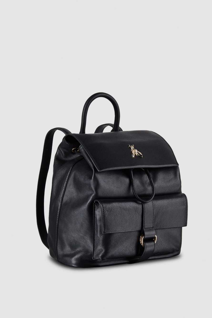 Smooth Leather backpack, Black, Patrizia Pepe