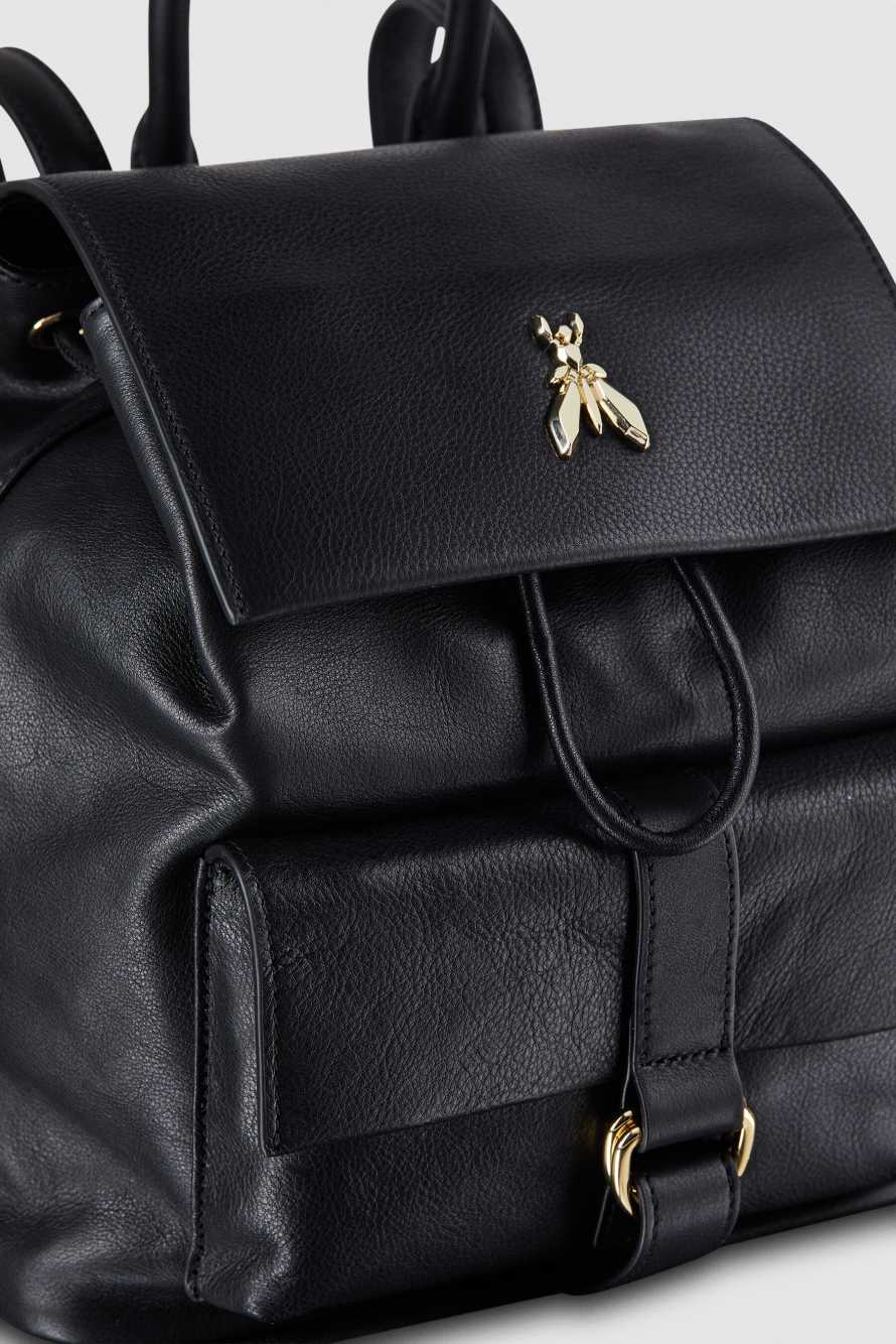 Smooth Leather backpack, Black, Patrizia Pepe