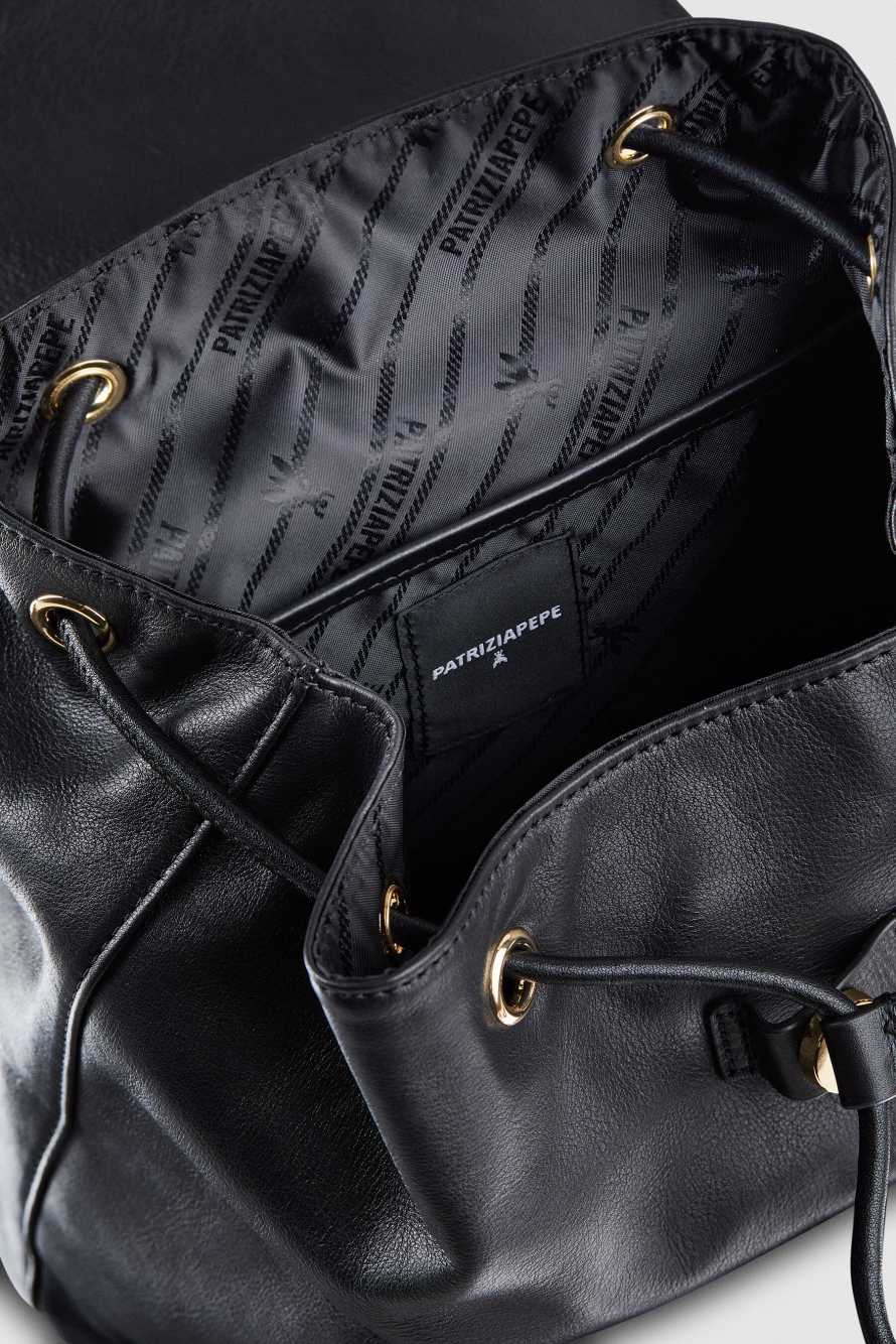 Smooth Leather backpack, Black, Patrizia Pepe
