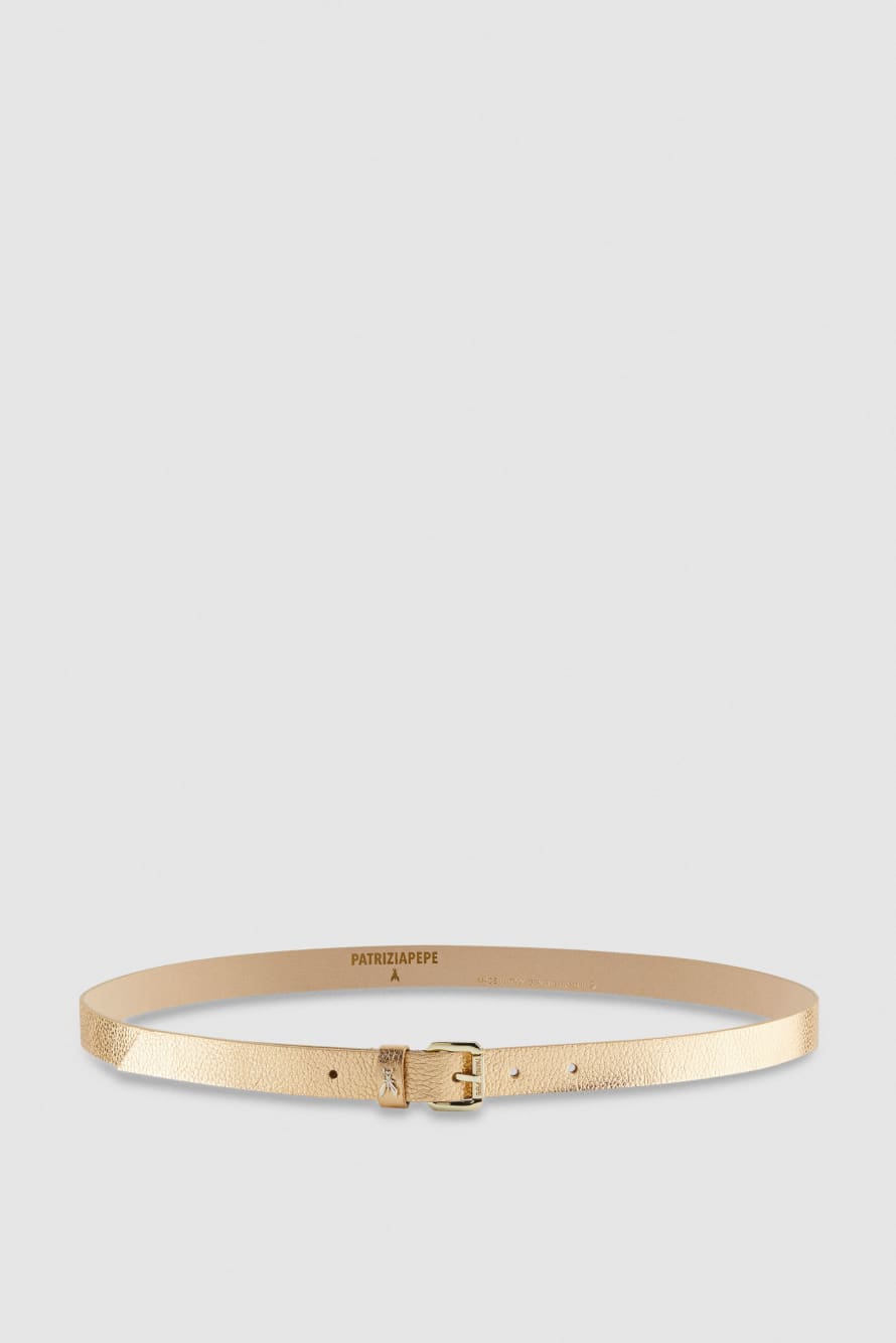 Low-rise Fly belt in laminated leather, Gold, Patrizia Pepe