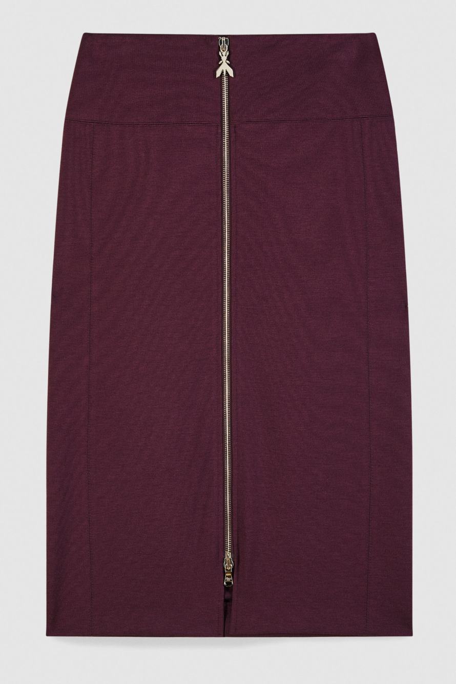 High-waisted midi skirt with zip, Bordeaux, Patrizia Pepe