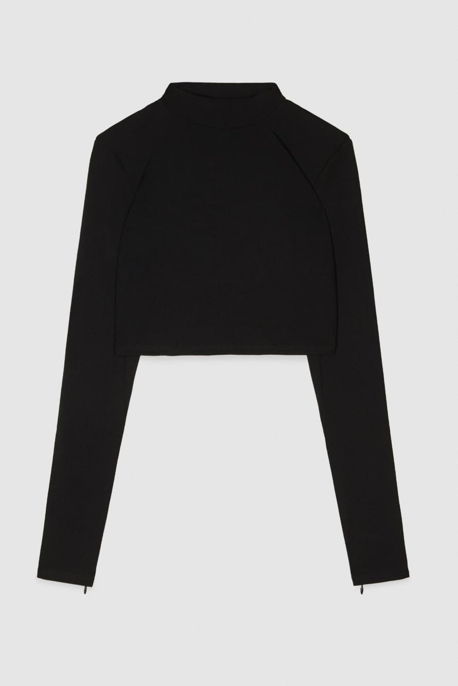 Кроп-топ из технической ткани, Черный, Patrizia Pepe