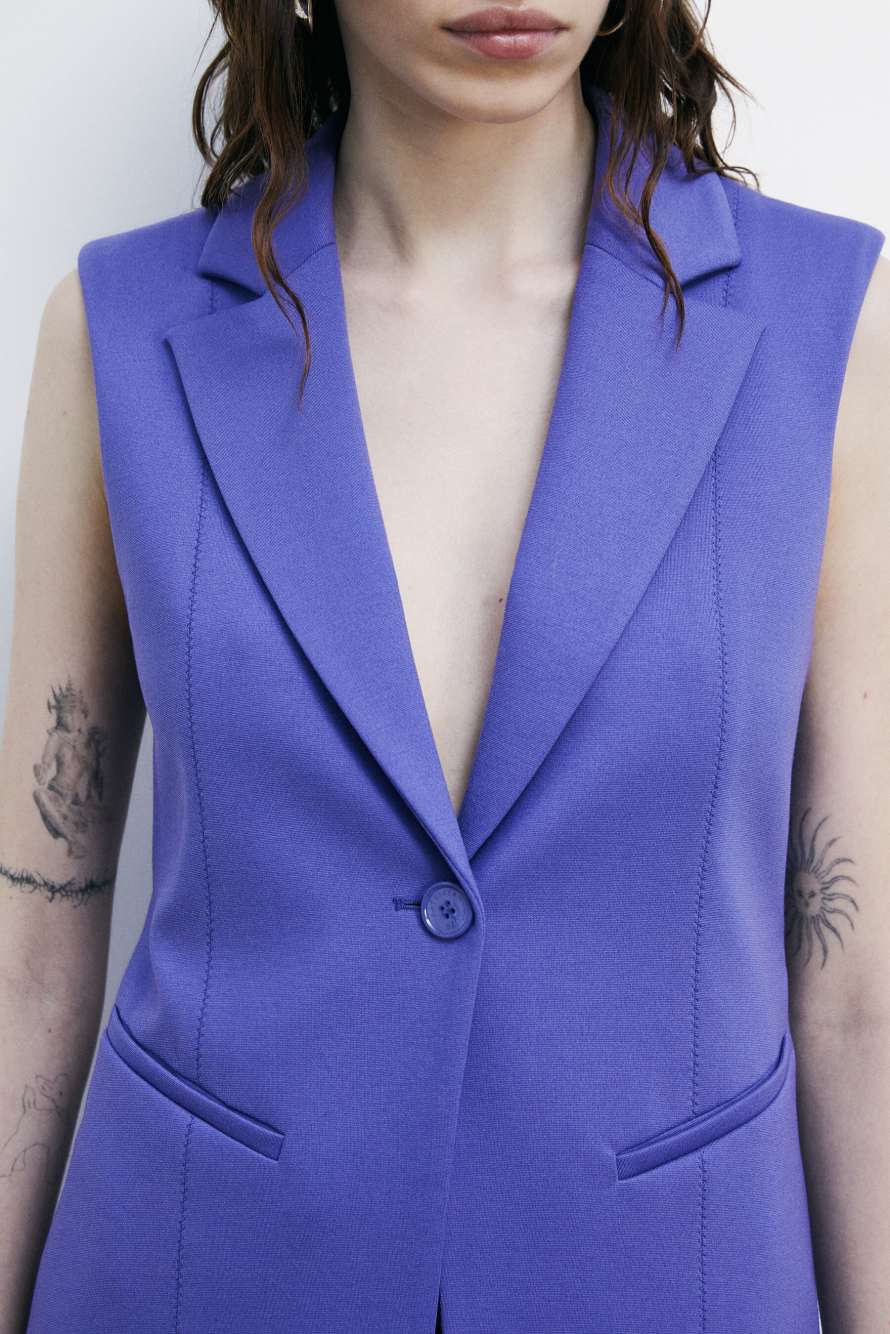 Безрукавный эластичный блейзер, фиолетовый, Patrizia Pepe