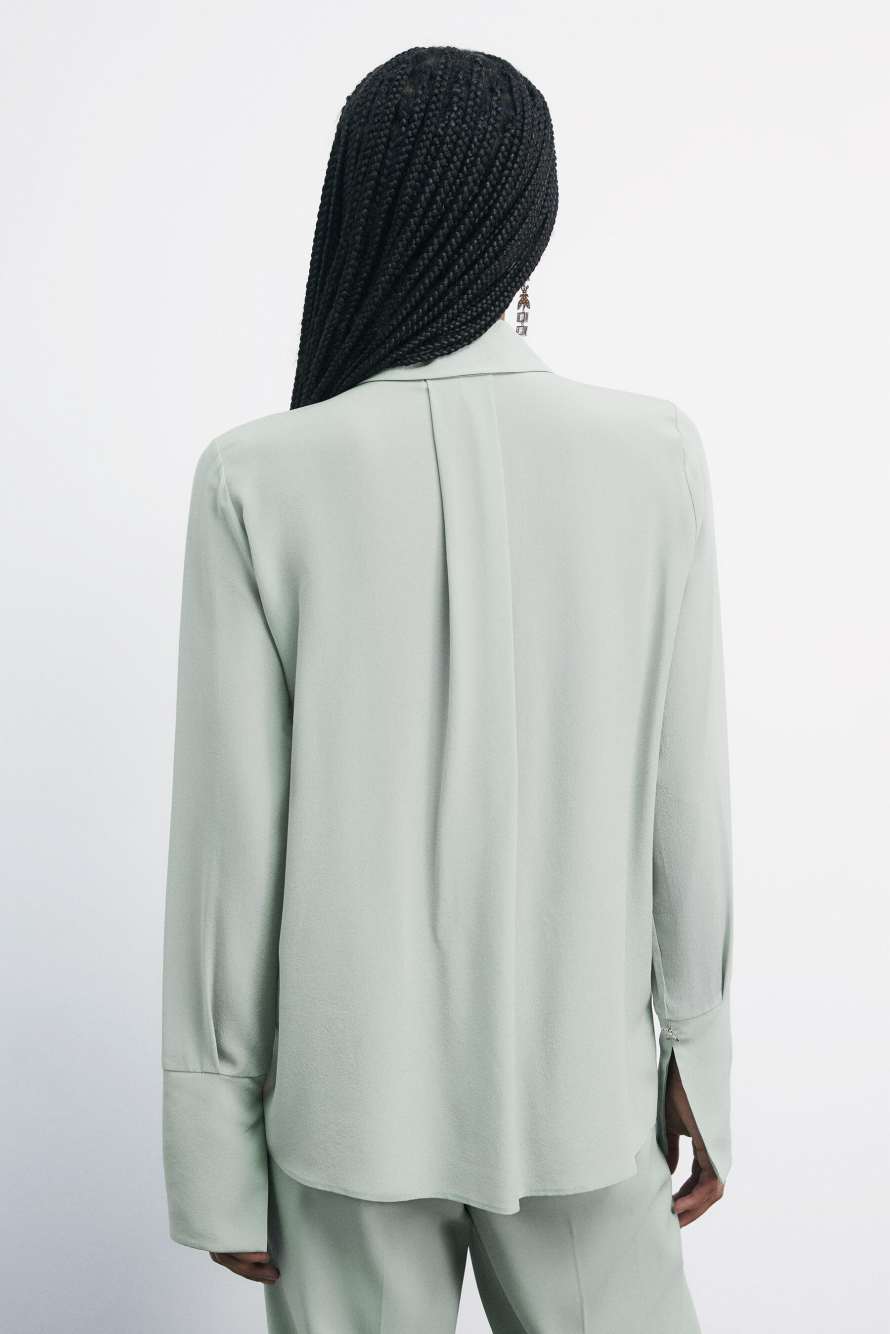 Regular fit silk crepe shirt, Green, Patrizia Pepe
