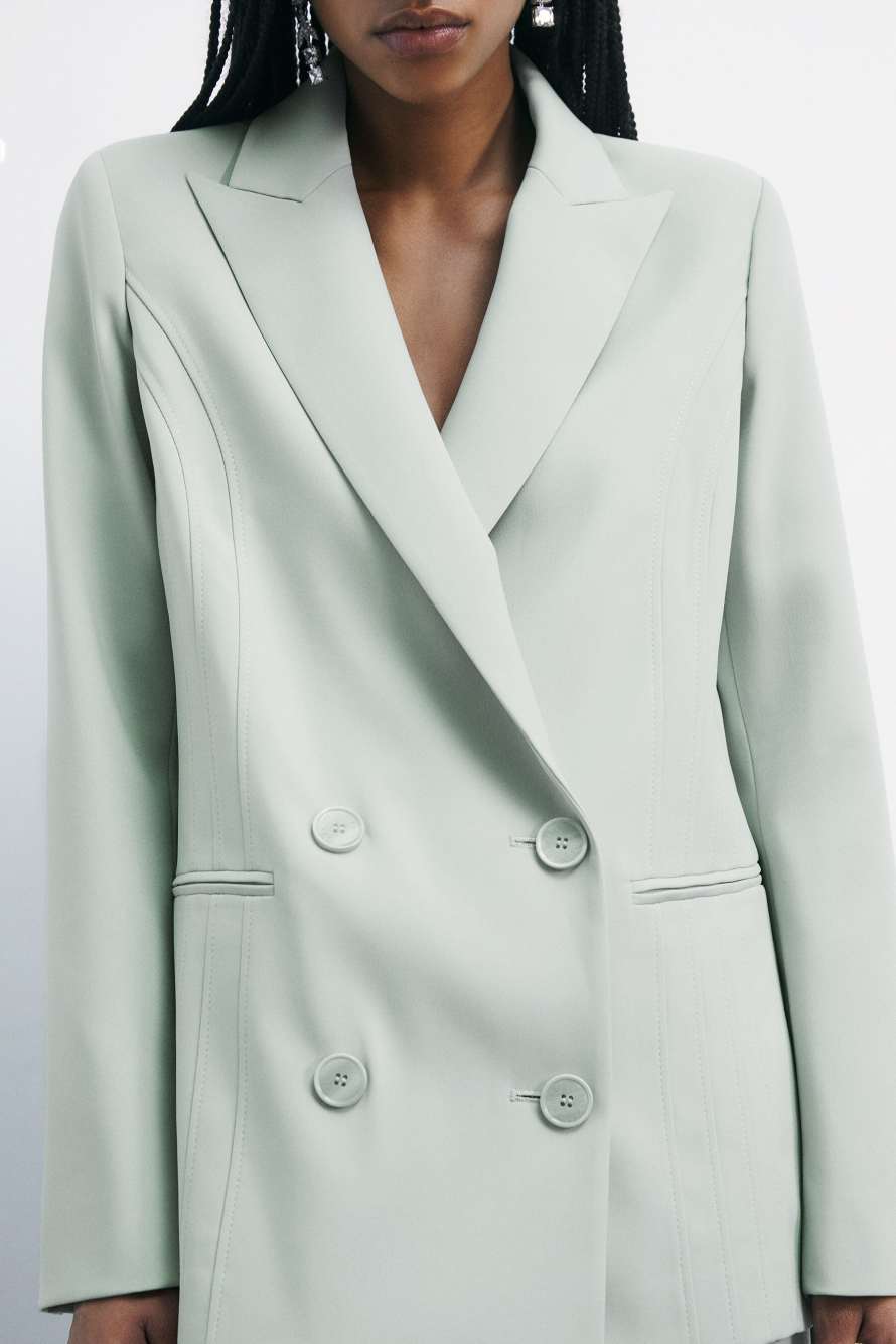Double-breasted jacket with peak lapels, Green, Patrizia Pepe