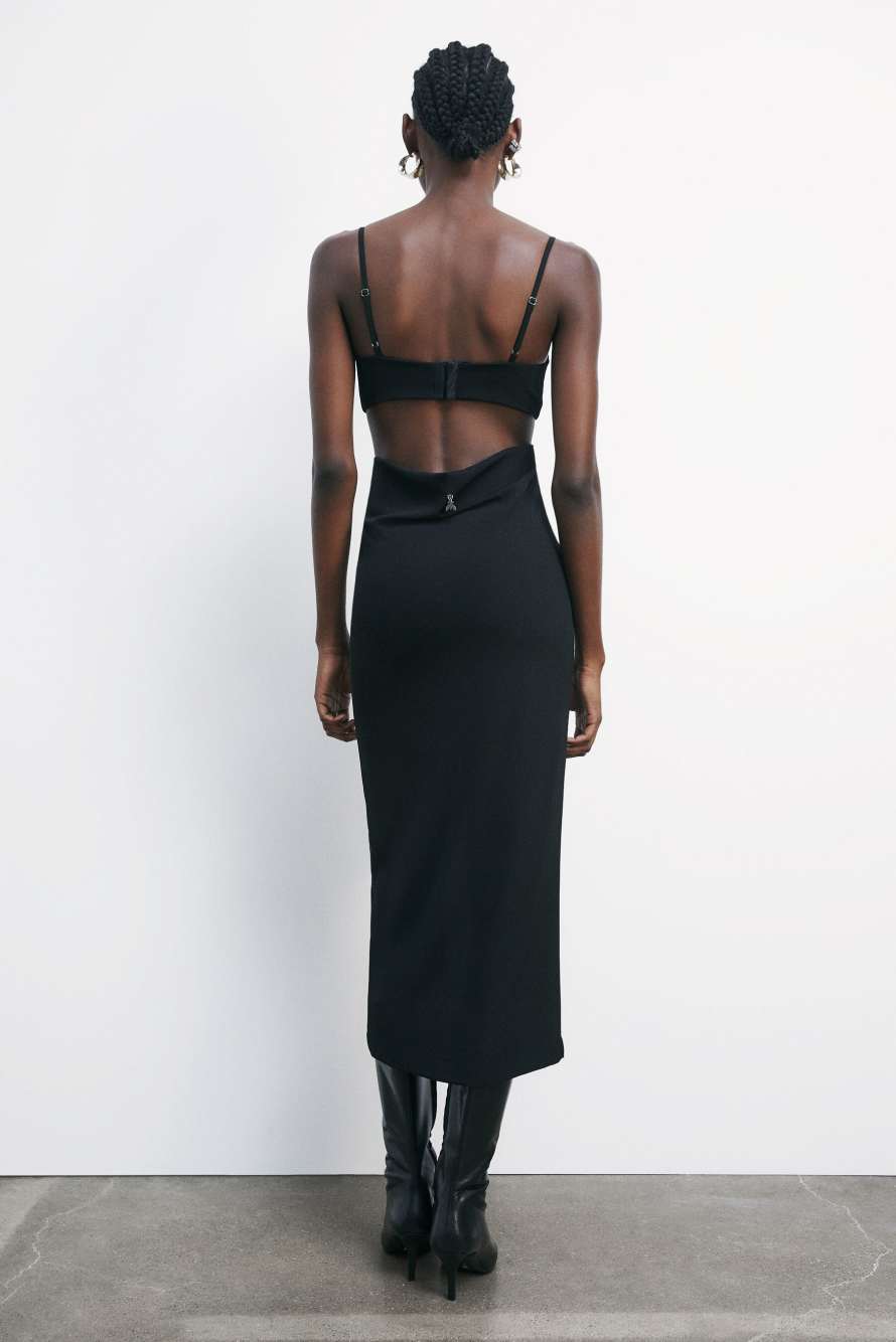 Midi dress with draping, Black, Patrizia Pepe