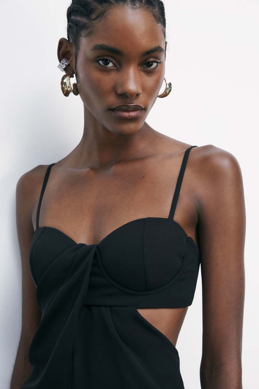 Midi dress with draping, Black, Patrizia Pepe