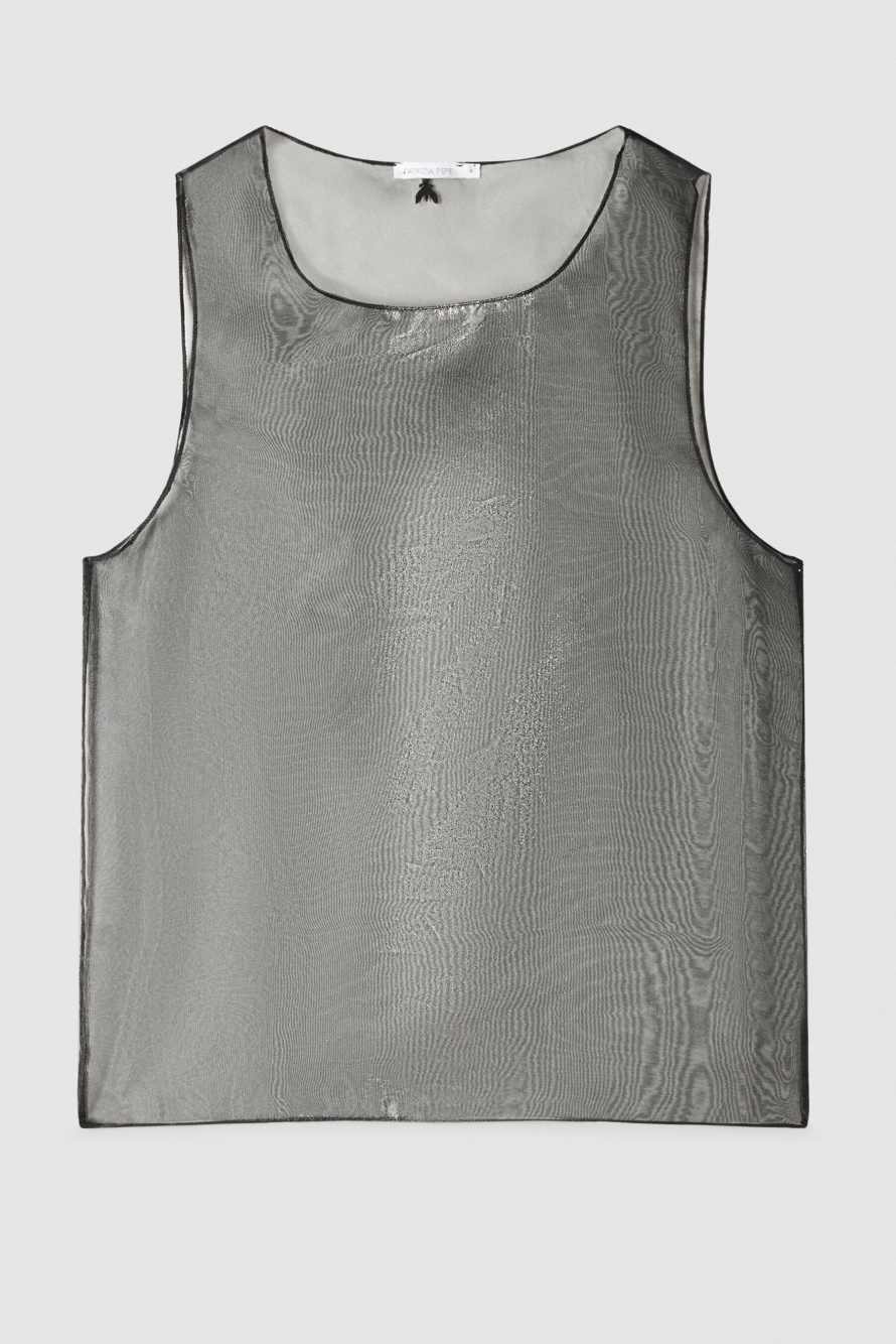 Transparent top with metallic effect, Black, Patrizia Pepe
