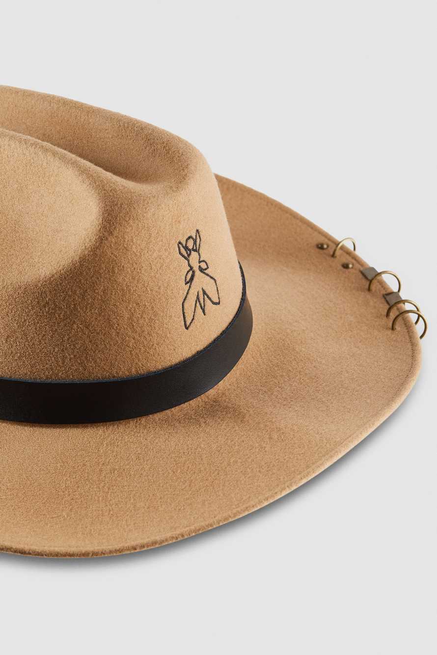 Ковбойская шляпа из фетра с пирсингом, бежевый, Patrizia Pepe