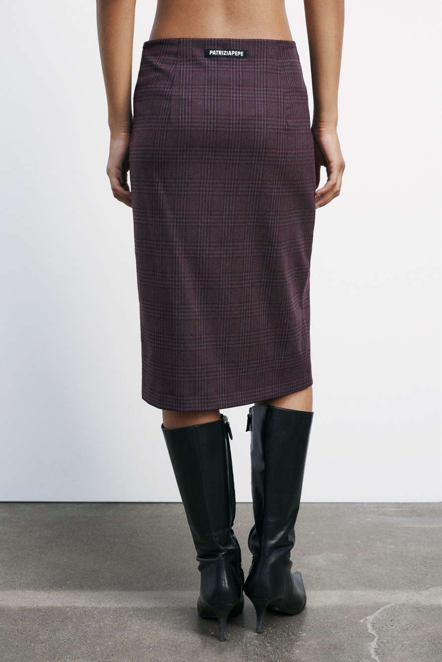 Checked midi skirt, Bordeaux, Patrizia Pepe