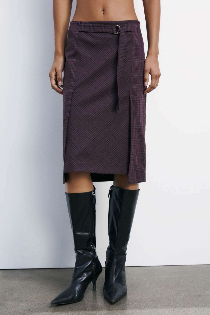 Checked midi skirt, Bordeaux, Patrizia Pepe