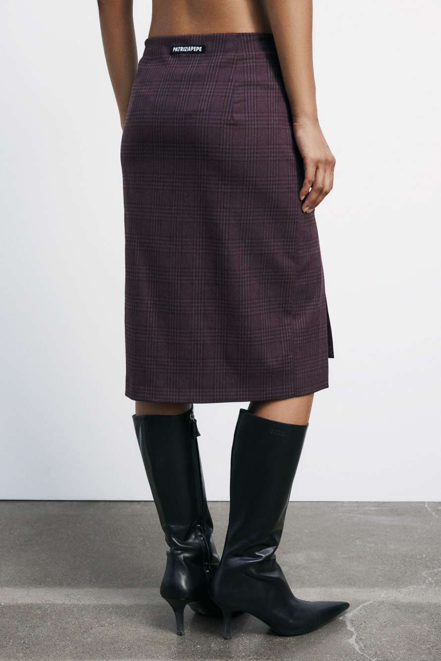 Checked midi skirt, Bordeaux, Patrizia Pepe