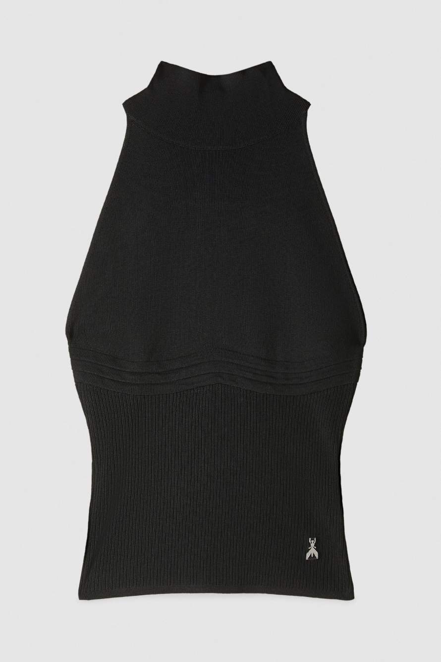 Sleeveless knitted turtleneck top, Black, Patrizia Pepe