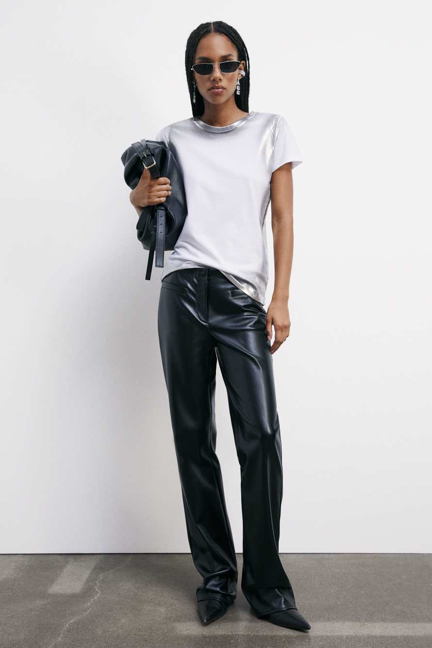 Metallic-effect jersey T-shirt, White, Patrizia Pepe