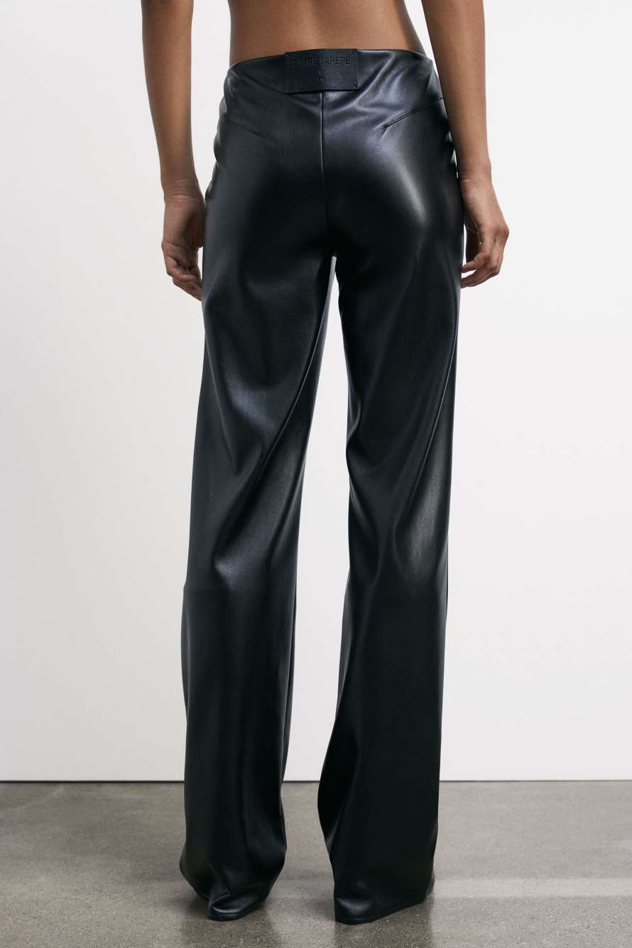 Байкерские брюки с покрытием и заниженной талией, Черный, Patrizia Pepe