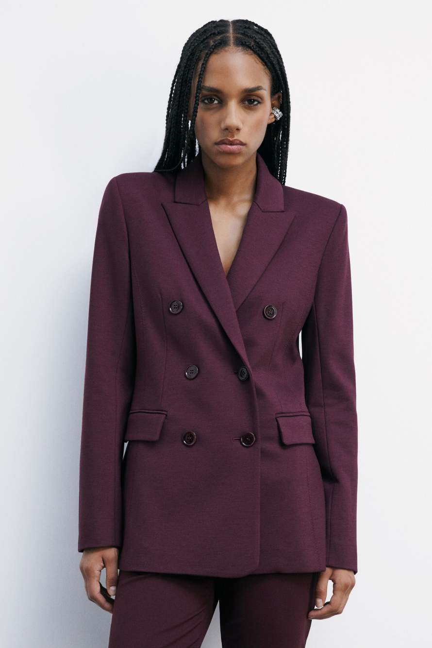 Двубортный пиджак с заклепками Fly, Bordeaux, Patrizia Pepe
