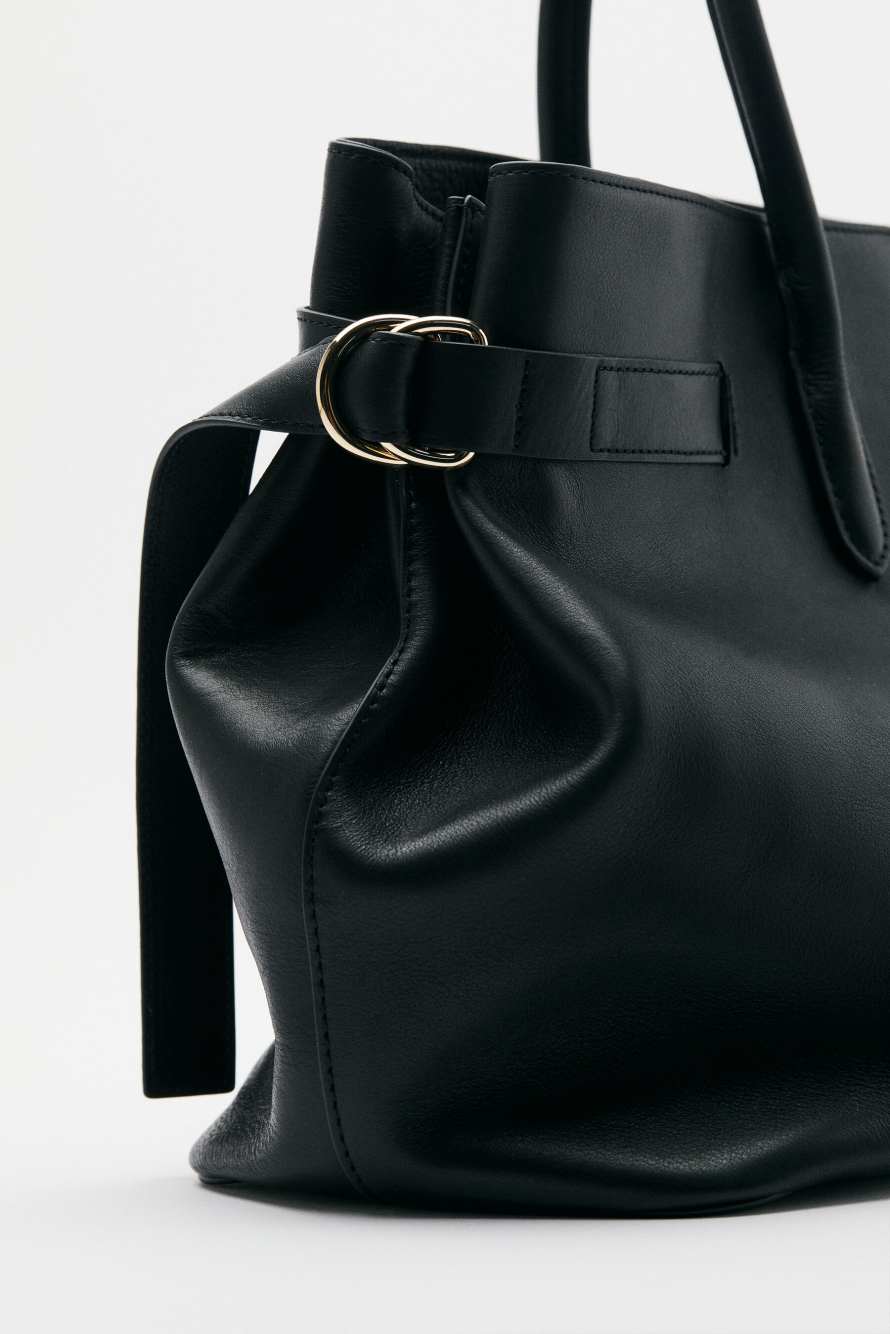 Большая сумка New Business из кожи, Черный, Patrizia Pepe