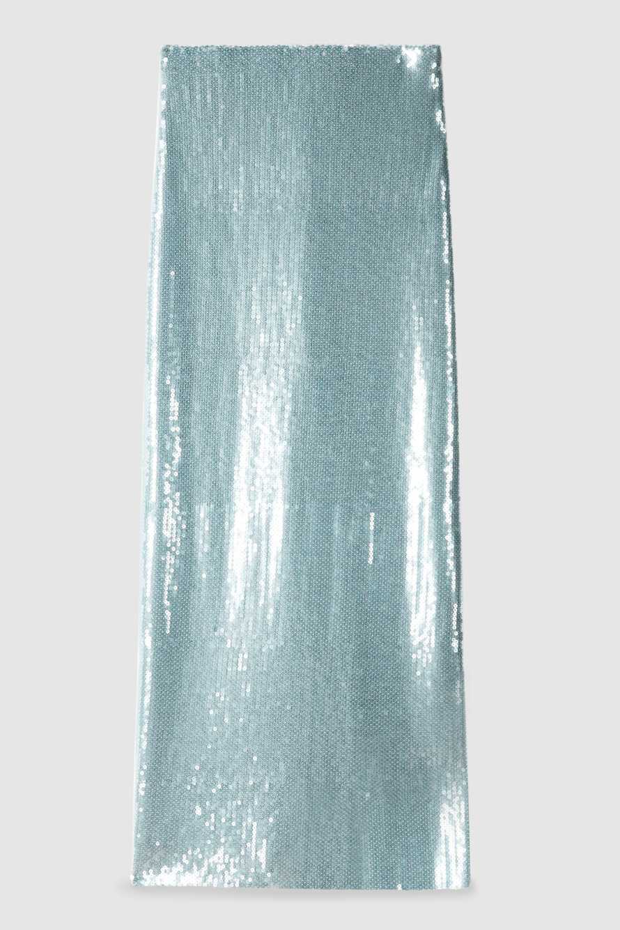 Sequined long tulle skirt, Blue, Patrizia Pepe