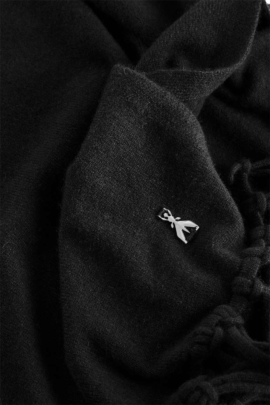 Пончо из кашемира с бахромой, Черный, Patrizia Pepe