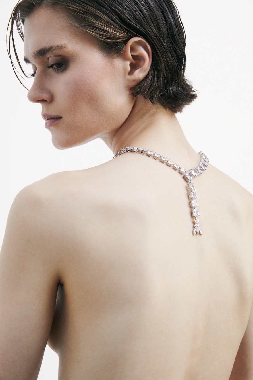 Diamond Cut asymmetrical necklace, Silver, Patrizia Pepe