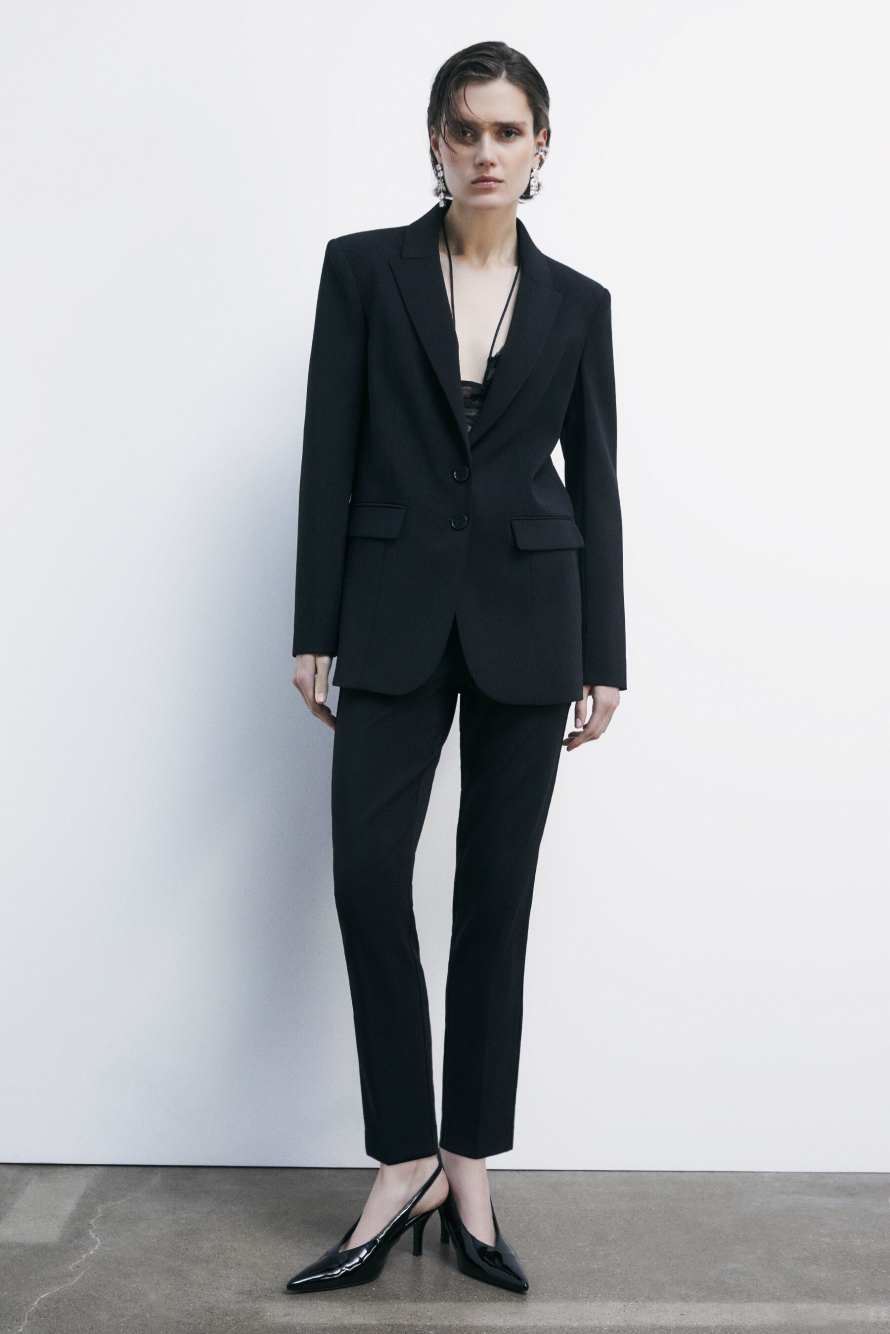 Cigarette pants in Cr&ecirc;pe, Black, Patrizia Pepe