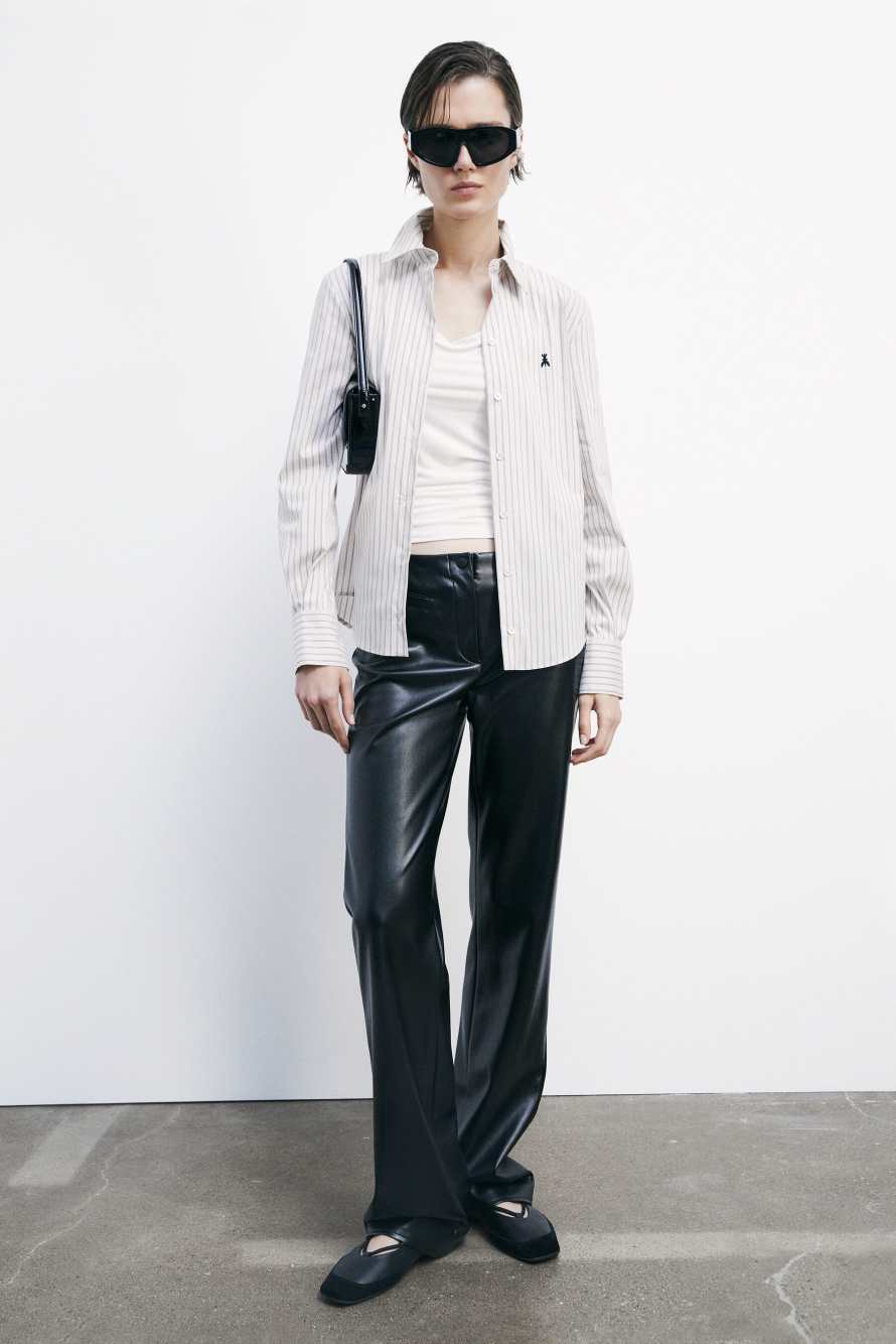 Striped poplin shirt with logo, Stripes, Patrizia Pepe