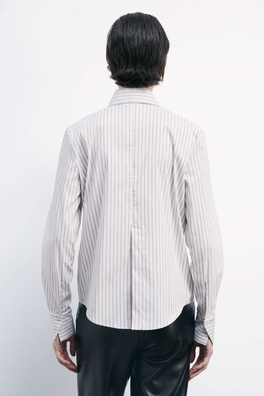 Striped poplin shirt with logo, Stripes, Patrizia Pepe