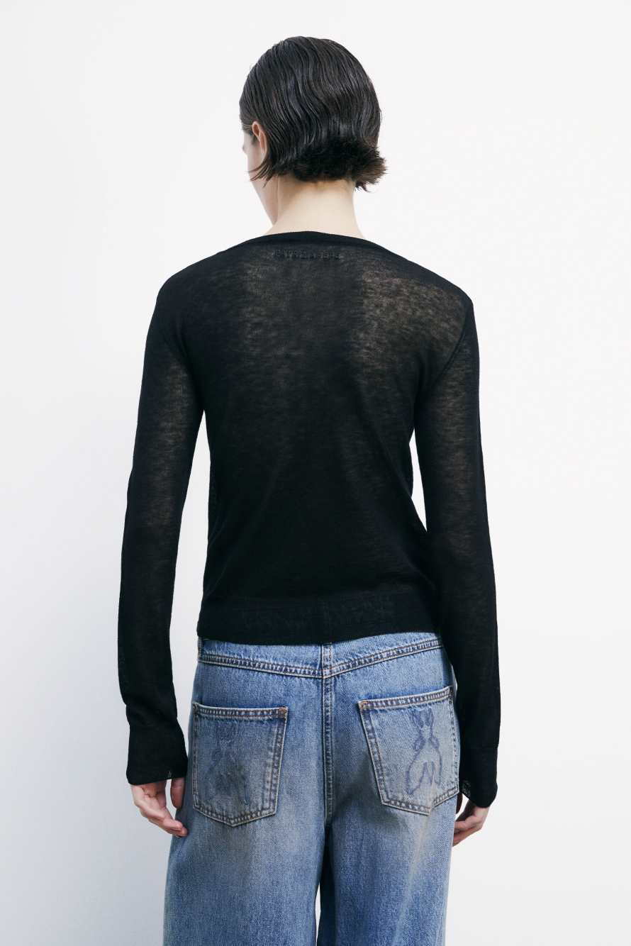 Ultra-fine wool sweater with boat neckline, Black, Patrizia Pepe