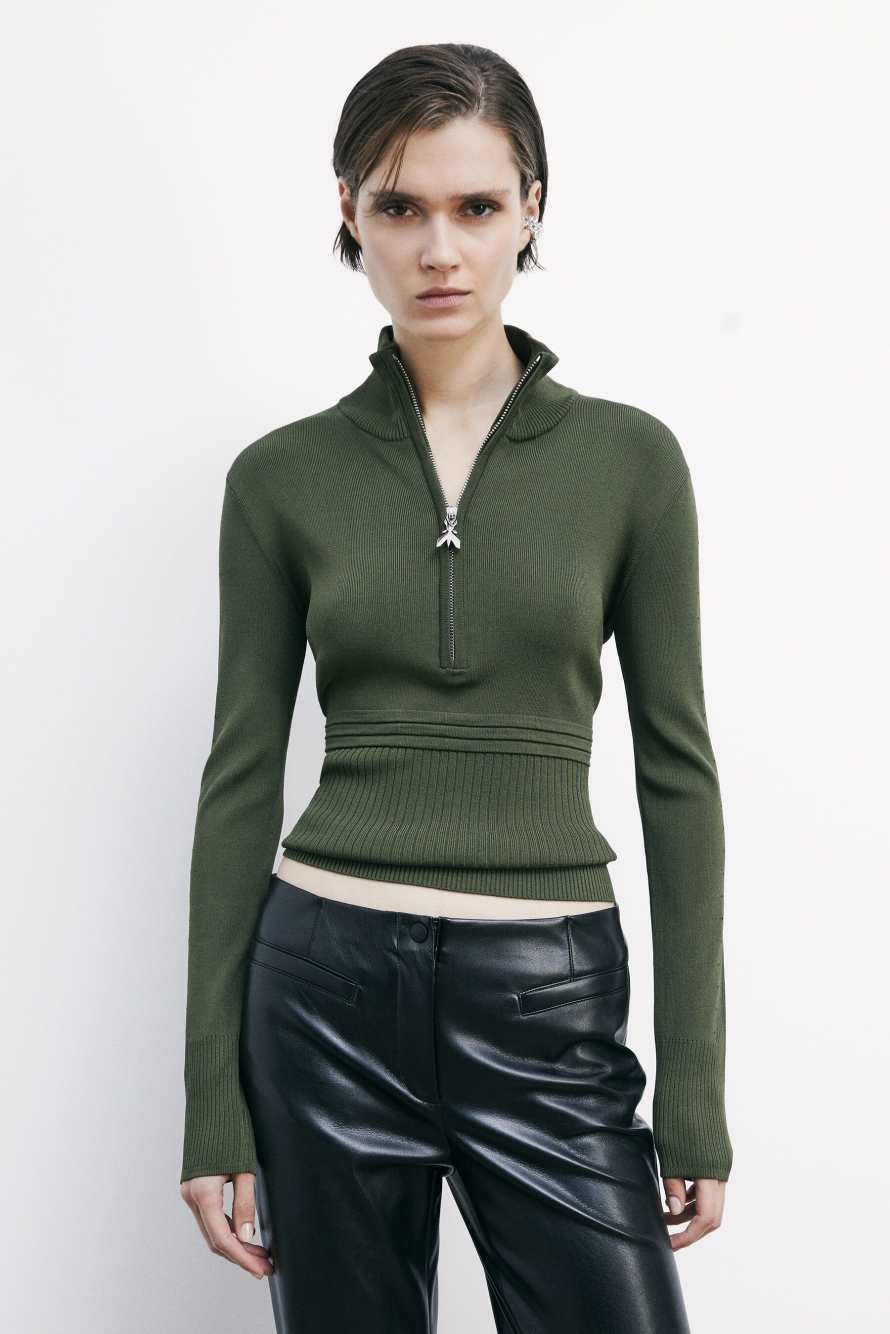 Ribbed knitted turtleneck, Green, Patrizia Pepe