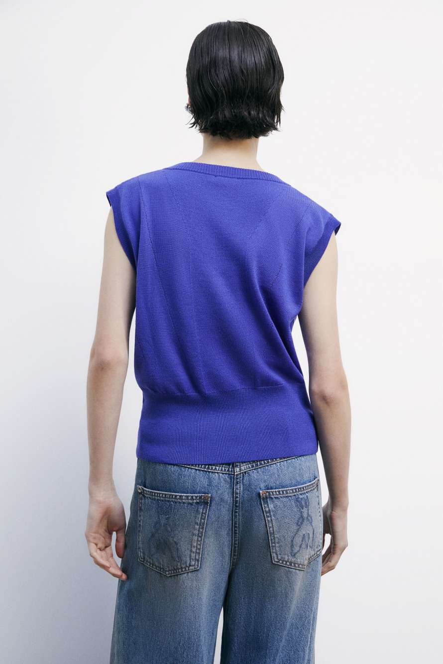 "ESSENTIAL" wool vest with V-neckline, Purple, Patrizia Pepe