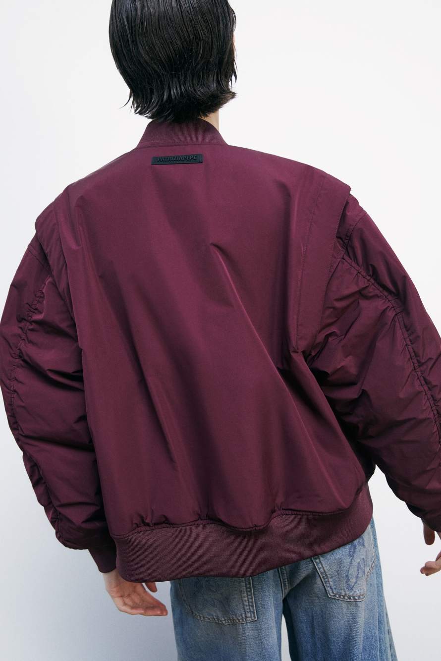Blouson bomber &agrave; manches oversize, Bordeaux, Patrizia Pepe