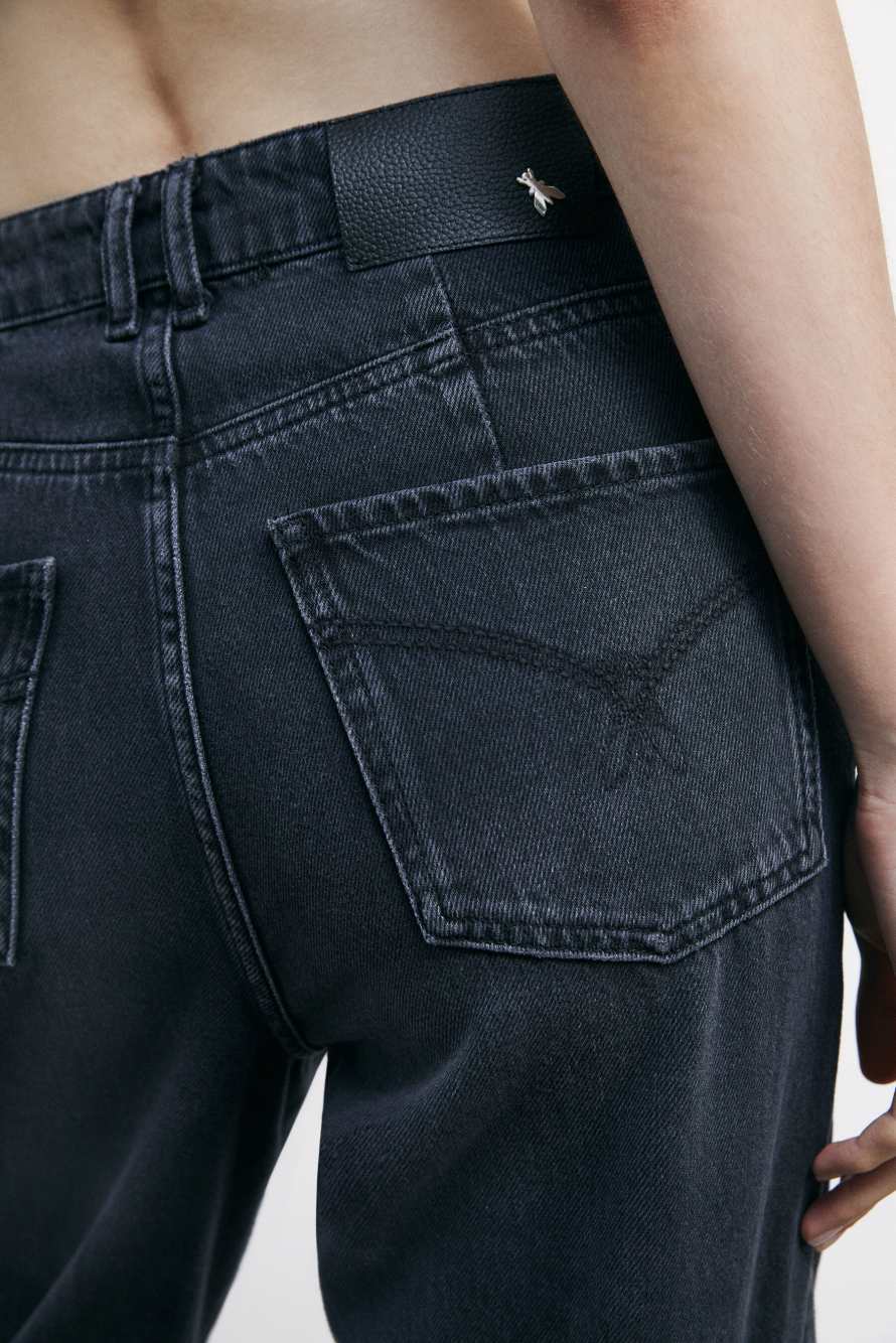 High-waisted regular fit jeans, Black, Patrizia Pepe